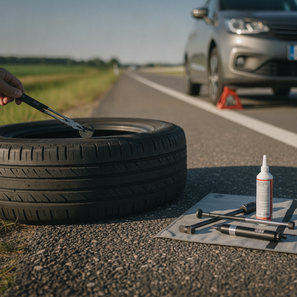 Flat Tire Repair -  no people or no text